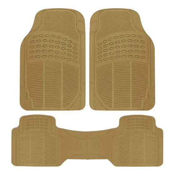 Cubre Alfombra Pvc 3 Piezas Oregon Beige Goma Pesada Autos