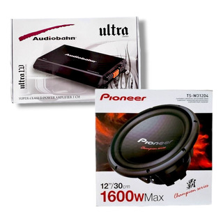 Paq Amplificador 1 Can Audiobahn Negro+ Woofer Pioneer 12 Paq Amplificador 1 Can Audiobahn Negro+ Woofer Pioneer 12