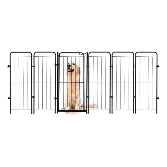 Cercado Cachorro Caes Grande Portao + 5 Modulos 236x98cm Cor Preto