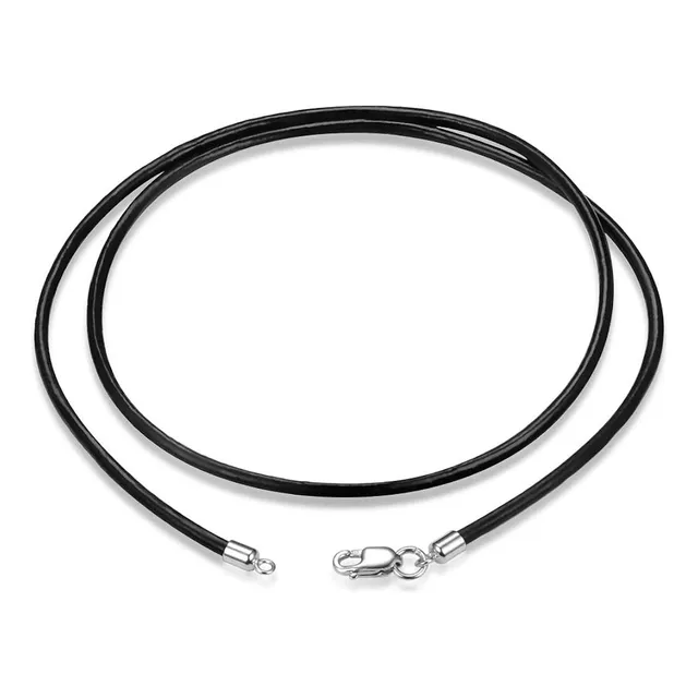 Collar Cordón Cuero Pendiente 2mm Plata Esterlina 925 