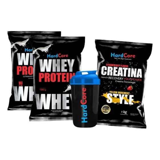 Proteínas X 2 Kg + Creatina X 1 Kg Hardcore + Vaso