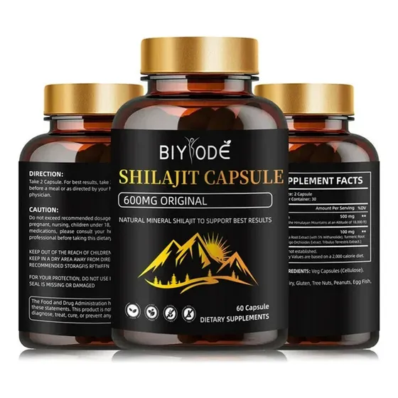 Extracto Shilajit Puro 120 Cápsulas Organica Vitalidad 600mg Sabor Sin Sabor