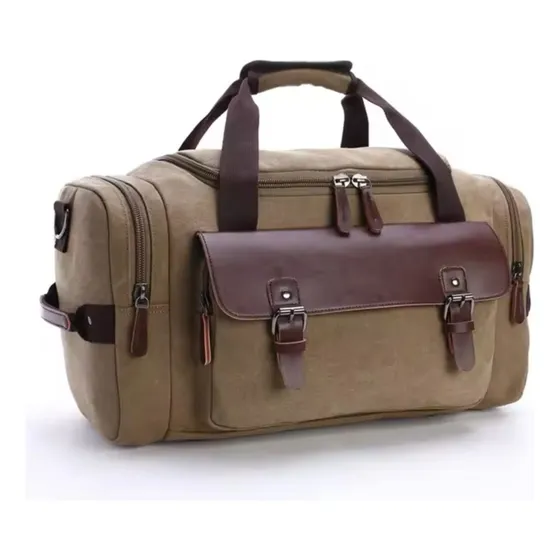 Bolso De Mano De Viaje Unisex De Lona Reforzada Y Cuero Pu