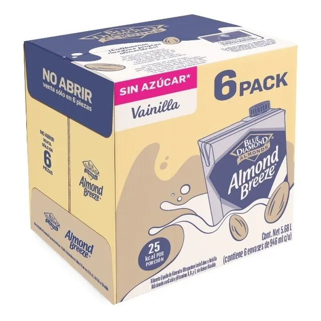 Leche De Almendra Vainilla Almond Breeze Sin Azúcar 6 Piezas