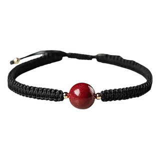 Pulsera Piedra Cinabrio Ajustable Da Protección, Suerte Pulsera Piedra Cinabrio Ajustable Da Protección, Suerte