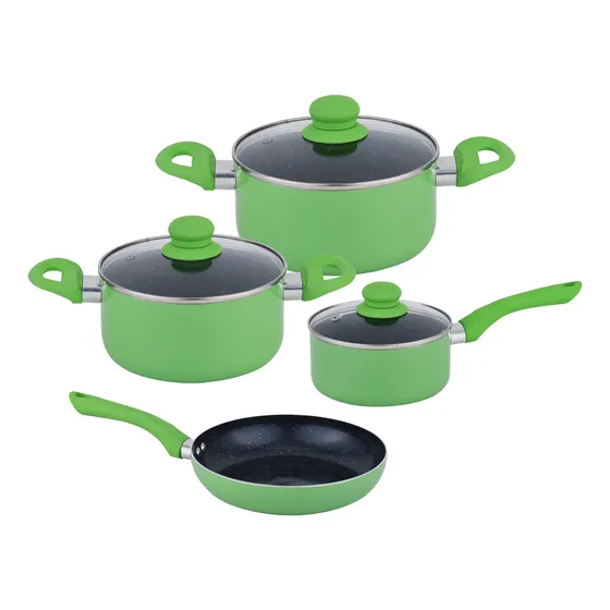 Betería Cocina 7 Piezas Cerámica C/tapa Vidrio P/inducción