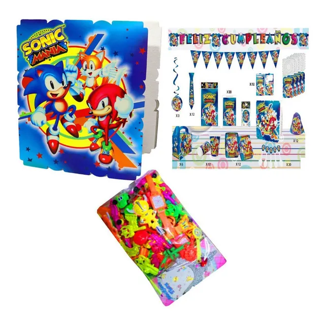Kit 24 Decoración Piñata Y Relleno Figura Fiesta Sonic