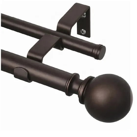 Barra Tubo Cortinas Doble Casatua Hasta 22kg Ajustable - De Pared Color Cafe - 110 A 320cm