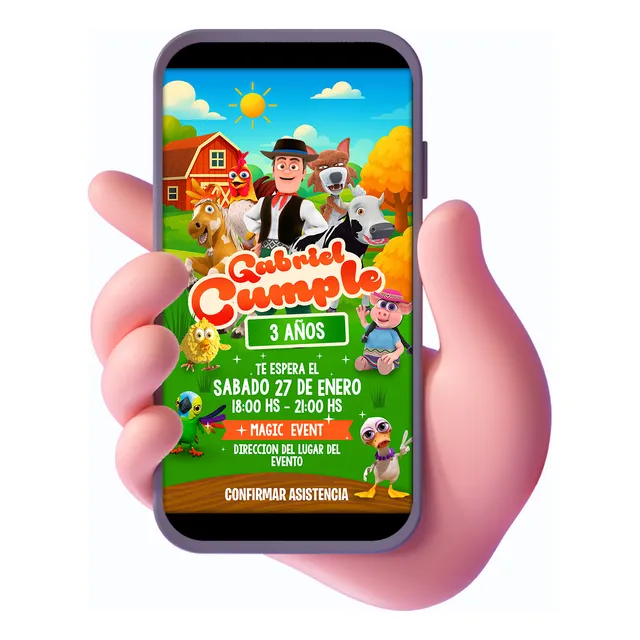 Tarjeta Invitación Cumpleaños Infantil Digital Personalizada