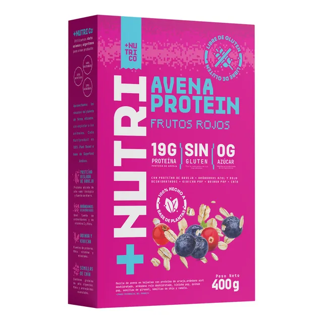 Avena En Hojuelas Proteica Frutos Rojos 400g Nutri Co