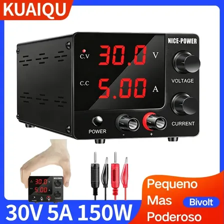 Fonte Bancada Regulável 30V 5A Nice-Power Alimentação Laboratório Mini 150W com Digital Display LED e Encoder In 110v/220v Bivolt
