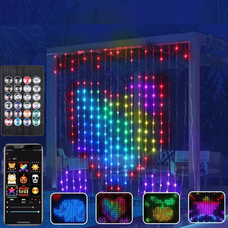 Cortina Luces Inteligente 400 Leds Rgb Diy Música App 2*2m Cortina Luces Inteligente 400 Leds Rgb Diy Música App 2*2m