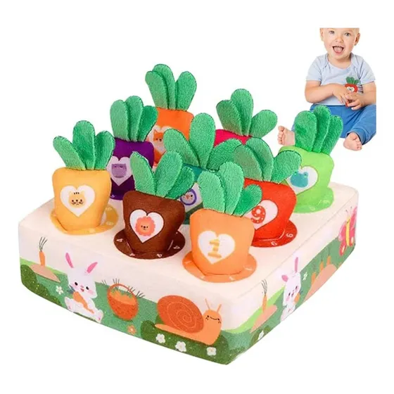 Juguete Sensorial De Encastre Montessori Zanahoria Bebes Color Crema