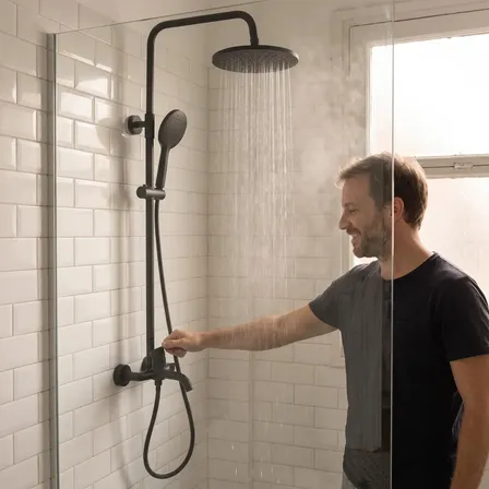 Grifería Ducha Monocomando Dakota Cerámico Bañera Canilla Color Negro