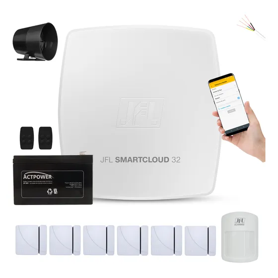 Kit Alarme Smartcloud 32 Sem Fio Com Wfi Sensores Sem Fio