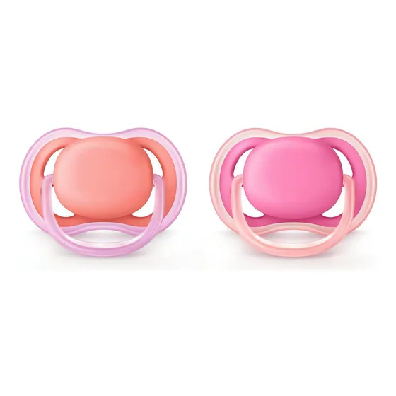 Chupete Avent Ultra Air 6-18m Niña 2un Rosa Durazno
