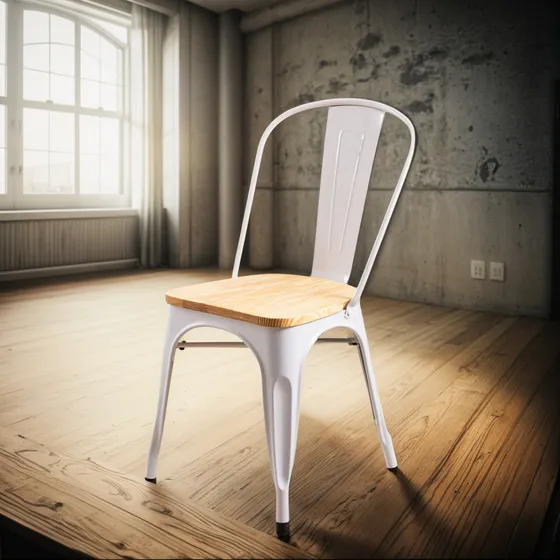 Silla Tolix Con Asiento De Madera