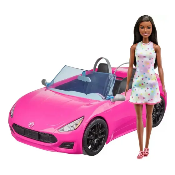 Carro De Barbie Convertible Rosa Incluye Barbie Orig 2 Puest