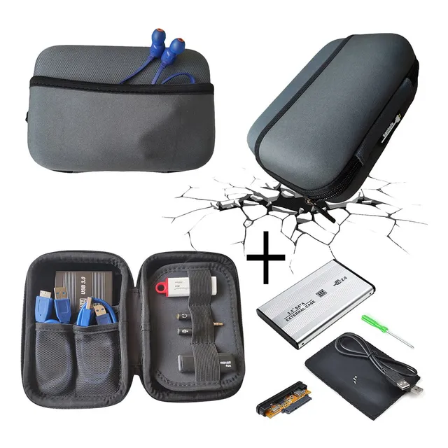 Funda Anti Golpes + Case Disco Duro Externo 2.5 Gris