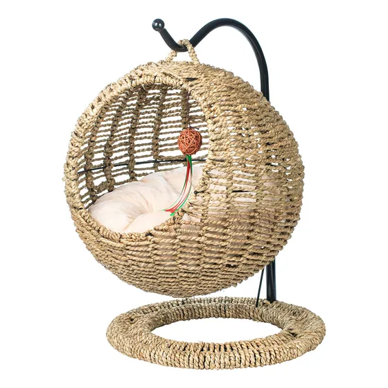 Cesta Colgante Para Gato De Mimbre Con Cojín Suave