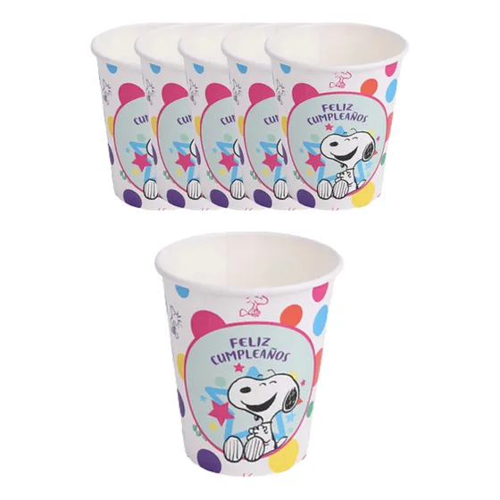 Vasos De Polipapel Diseño Snoopy 6 Unidades