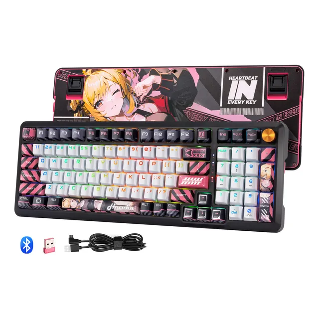 TERPORT x HARUKA Teclado Mecánico Inalámbrico Rgb Anime TR98H 2.0 Gasket Mount Creamy Switch Outemu Stardust V3 6000mah Batería Conexión Bluetooth/usb/cableado Para Win&Mac