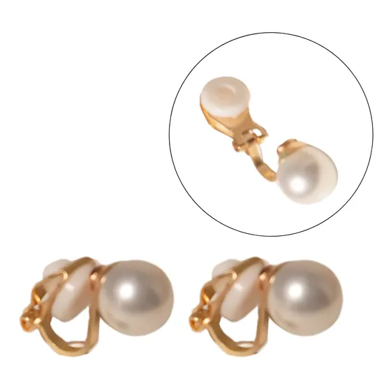 Aros Clip Perlas 8mm Sin Perforación Bañado En Oro 14k