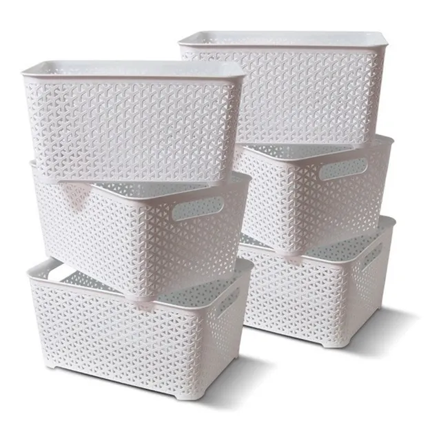 Canasto/cesto Organizador Plastico Ratán Chico X6 Colombraro