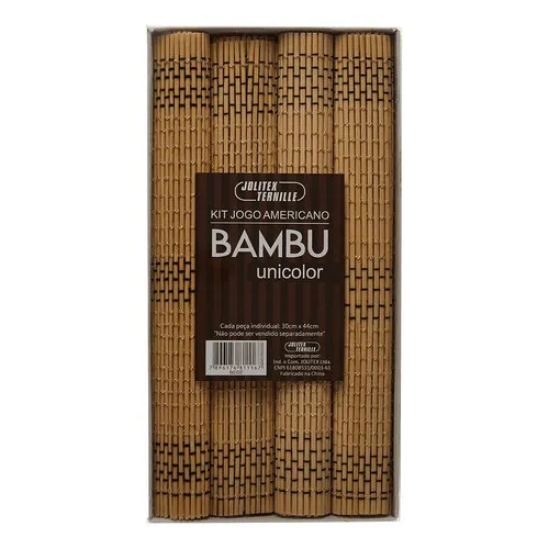 Jogo Americano Porta Pratos Mesa Sousplat Em Bambu 4 Unid. Cor Bege Bamboo