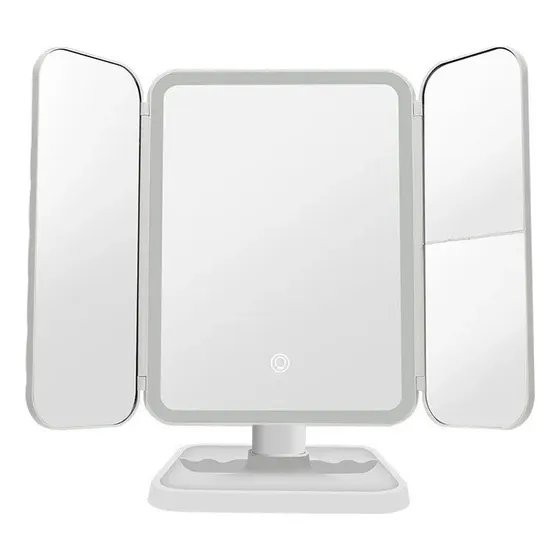 Espejo Iluminado Para Maquillaje Espejo De Tocador Plegable Marco Blanco
