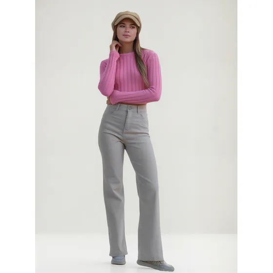 Pantalón Mujer Anyver Jeans Wide Leg Denim Semi Elastizado