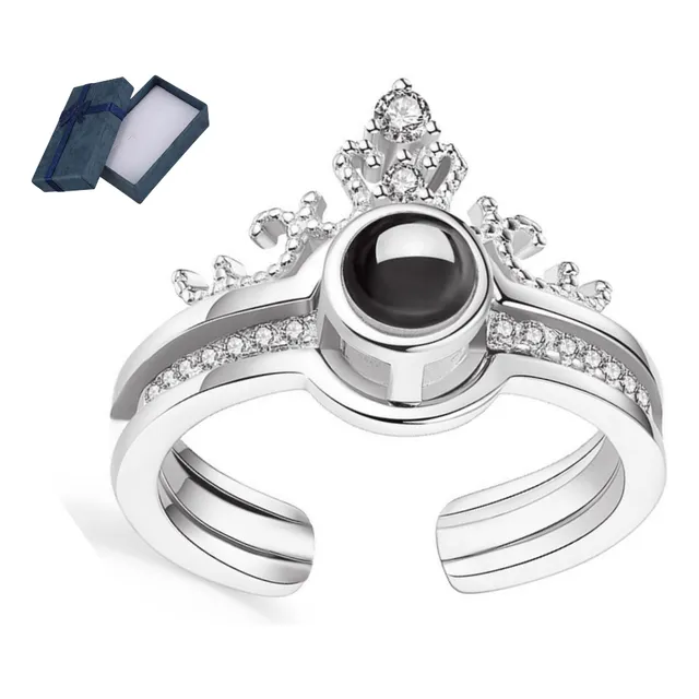 Anillo Corona Dama Proyeccion Te Amo 100 Idiomas Amor Eterno