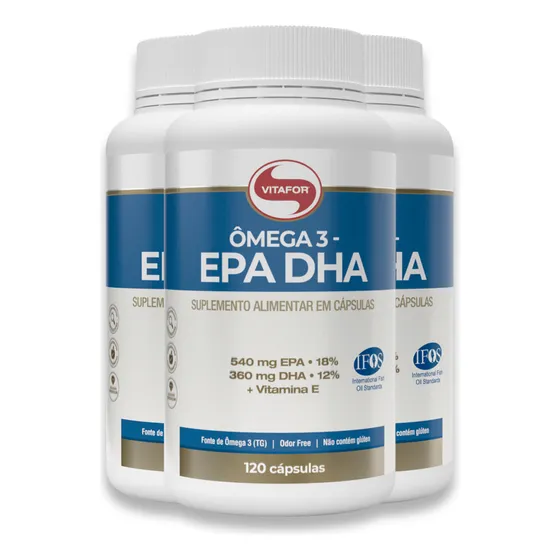 Kit 3 Ômega 3 Epa Dha Vitafor 120 Cápsulas Sabor Sem sabor