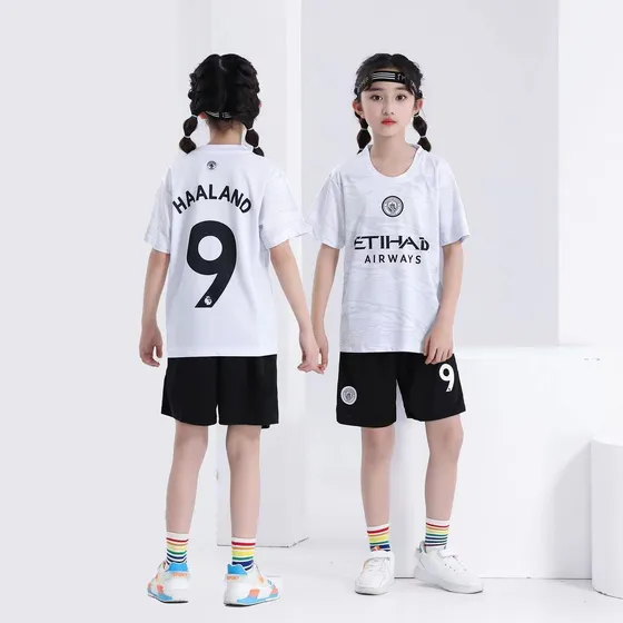 2425 Manchester City White 9 - Conjunto De Camiseta De Fútbo