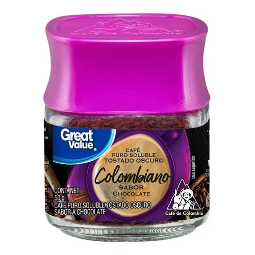 Café Great Value Soluble Gourmet Tostado Sabor Chocolate 50g
