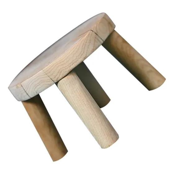 Mesa Auxiliar Natural Redonda Soporte Madera Morden Base X