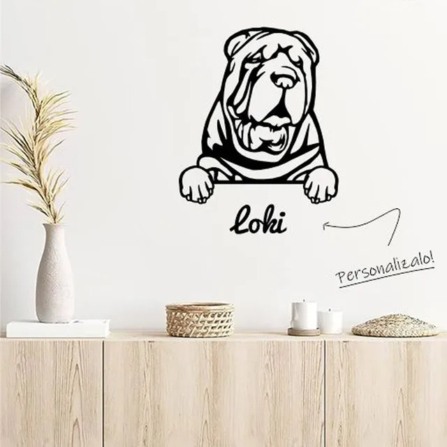 Cuadro Negro Perro Personalizado Madera Shar-pei
