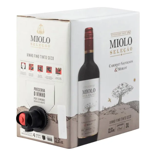 Vinho Tinto Fino Miolo Seleção Bag In Box 3l Cabernet Merlot