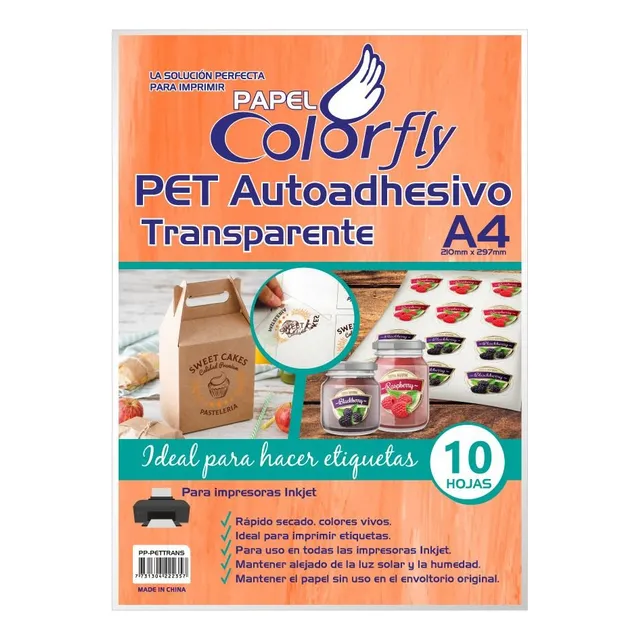 Papel Fotografico Adhesivo Transp. P/ Etiqueta Colorfly X10