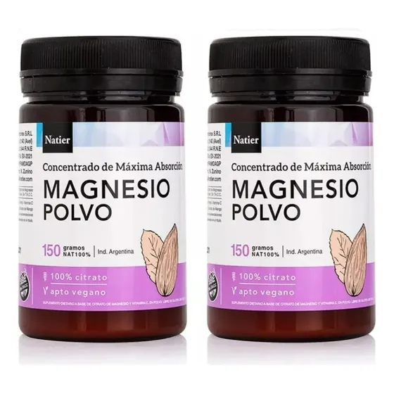 Pack 2 Citrato Magnesio Polvo Máxima Absorción Natier 150g