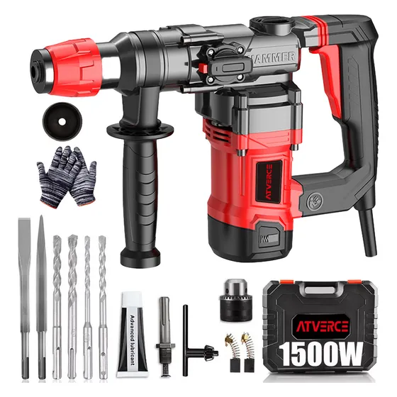 Atverce Rotomartillo Cincelador Perforador Sds Industrial 1500w 5j Color Rojo