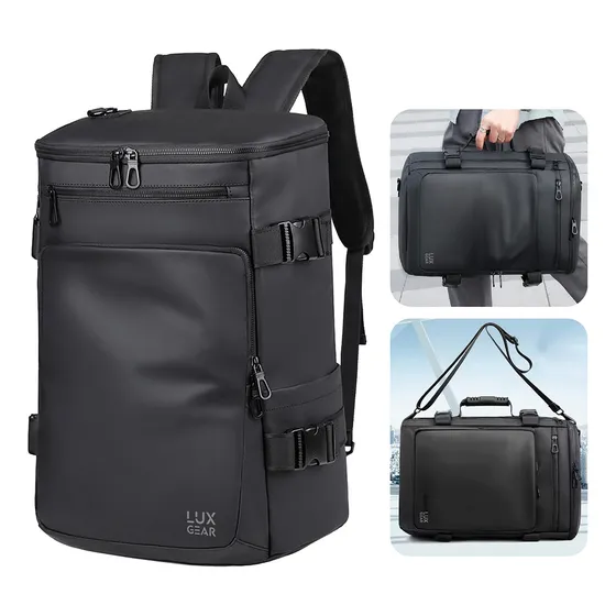 Morral Mochila Notebook Antirrobo Luxgear Sleek Impermeable 3 En 1 Bolso Maletín Oxford