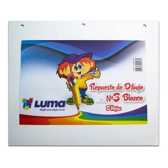 Repuesto Dibujo N°3 De Dibujo Blanco Luma X5 Paquetes