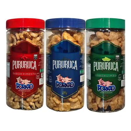 Kit 3 Torresmo Pururuca Porkão 360g Sabores Variados