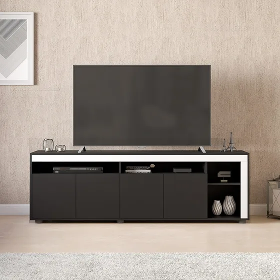 Mesa De Tv Moderno Puertas Batientes De Living 170x52x37cm