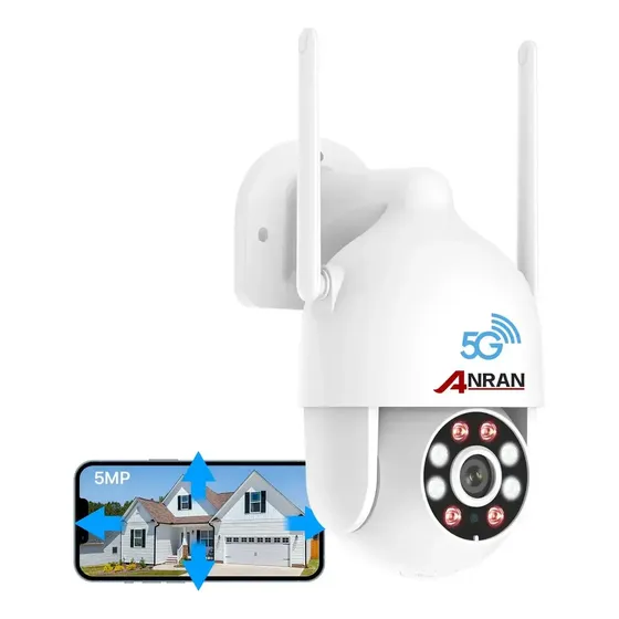 Anran Cámara de Seguridad Exterior Wifi Ip 5G 5MP N50W1584 Wireless PTZ Visión Nocturna Impermeable HD Color Blanco