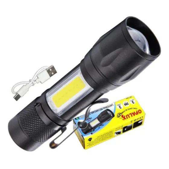 Linterna Recargable De 200lm 3w Opalux Op-1309 Linterna Negro Luz Blanco