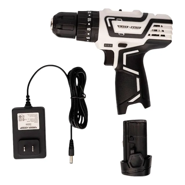 Taladro Percutor Atornillador Inalambrico 3/8 Black&white
