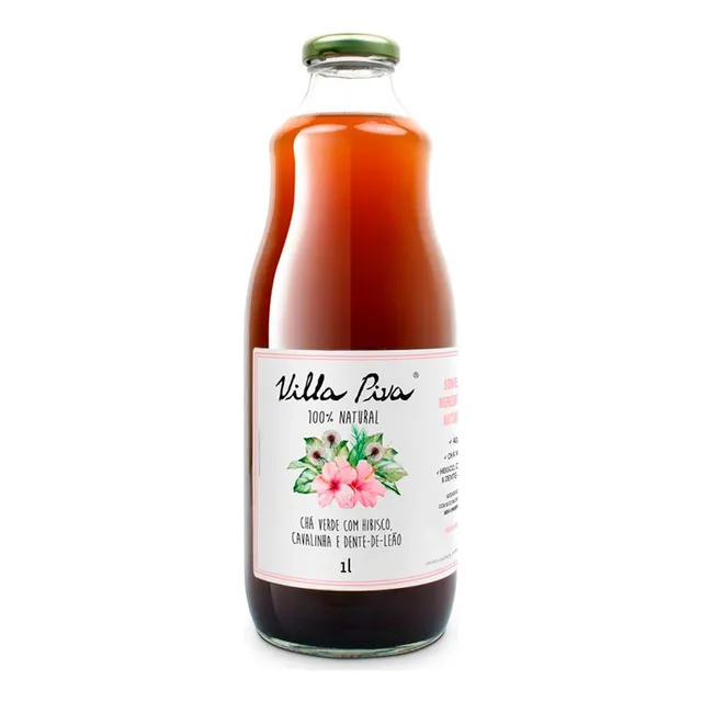 Chá Verde Com Dente De Leão, Cavalinha E Hibisco 1 Litro