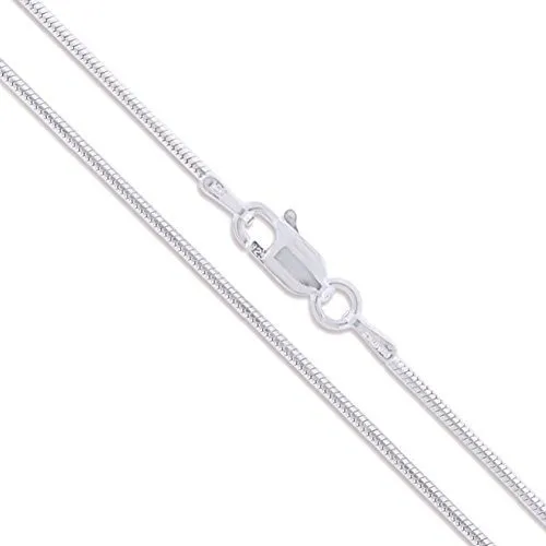 Cadena De Plata Esterlina Redonda Snake 925 Italy